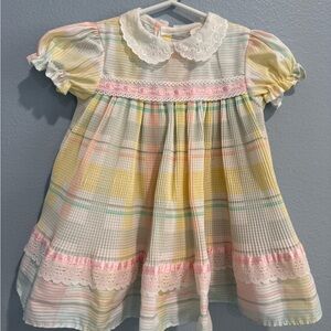 Roanna Pastel Plaid Dress with White Peter Pan Collar
